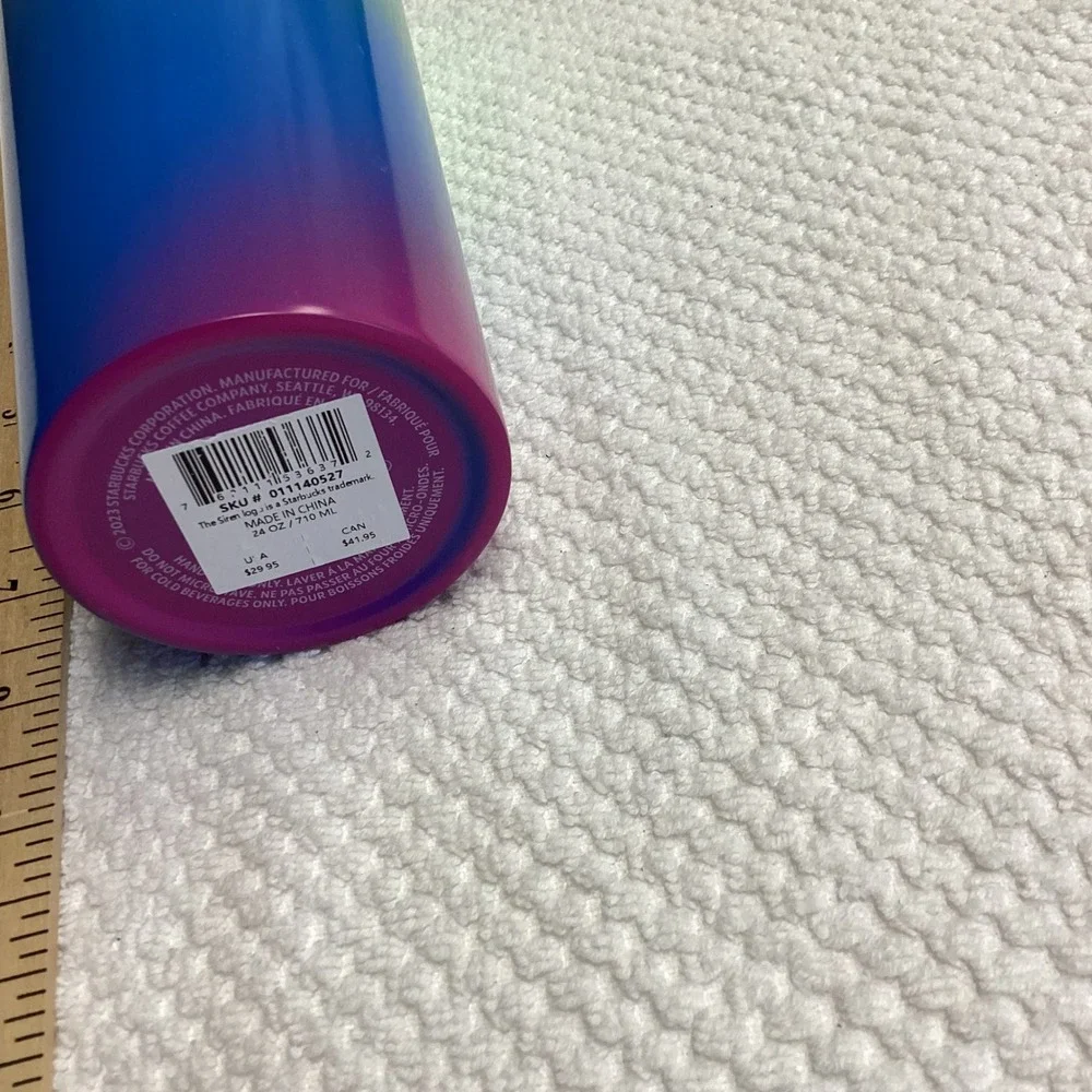 Starbucks 2022‎ Spring Purple Teal Floral Tumbler Double Wall Screw On Lid 24oz
